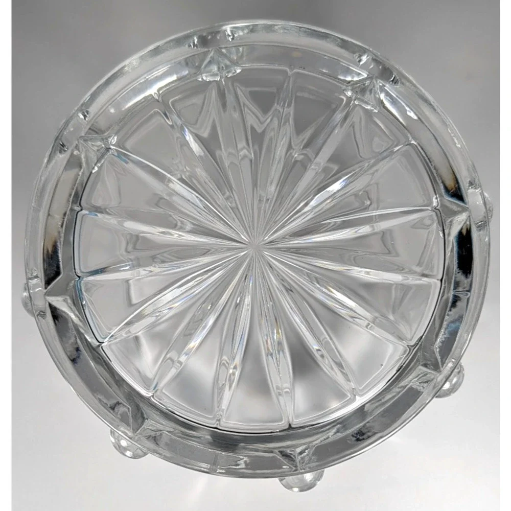 Teleflora 24% Lead Crystal Flower Planter Vase Czech Republic Drum 4.75